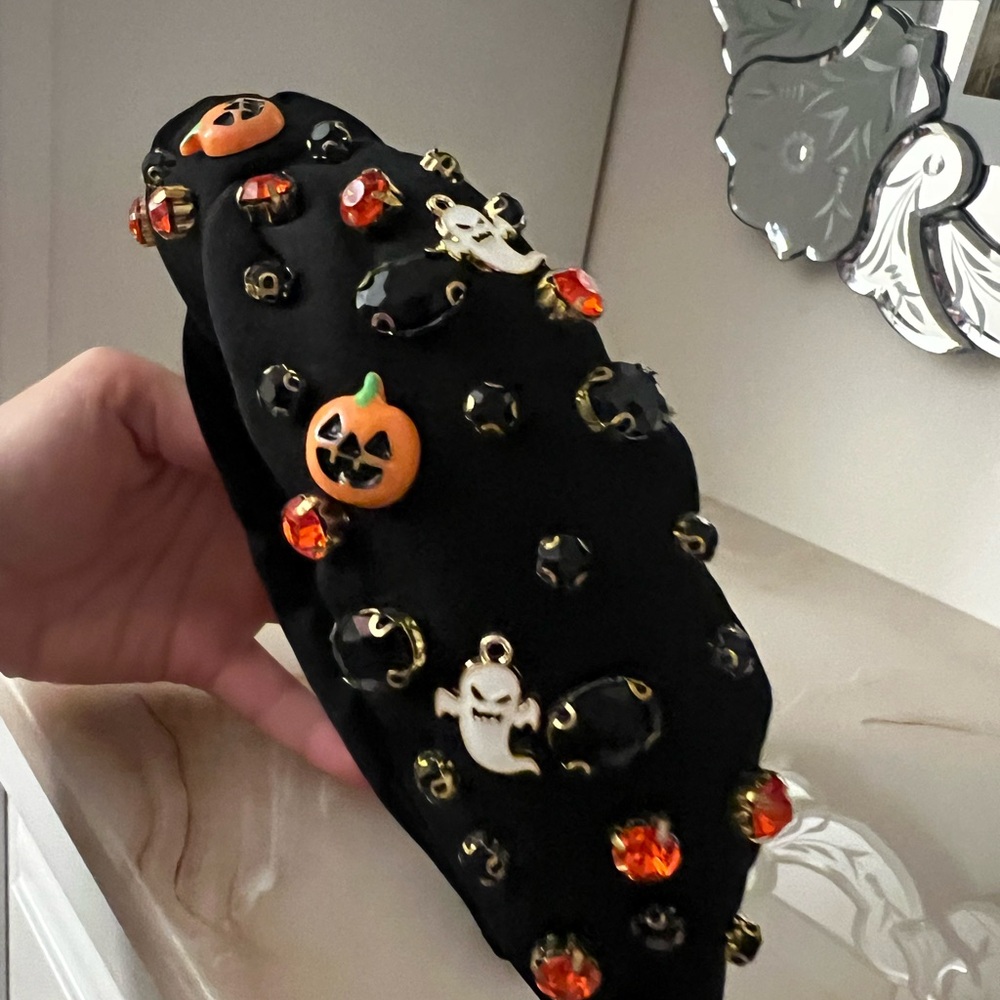 Black and Orange Halloween Embellished Ghost and Pumpkin Headband